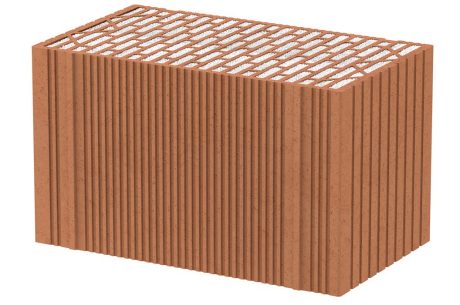 Teglblok med Perlit-fyldte celler.
