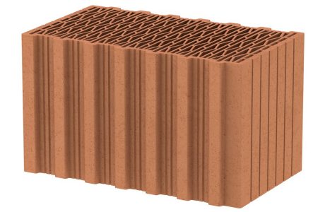 Teglblok med åbne, luftisolerende celler.