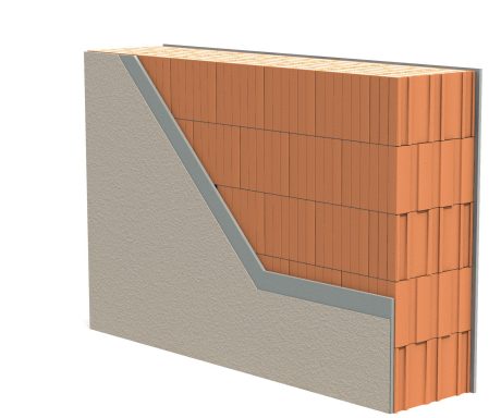 Poroton - 3D konstruktion med Perfit-fyldt teglblok og puds